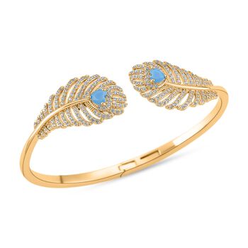 Blauer Kristall und wei&szlig;er Zirkonia 19cm Armreif