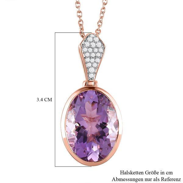 2er-Set, AA Rose De France Amethyst und Zirkon-Anh&auml;nger mit Kette - 11,87 ct. image number 7