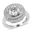 88 Facetten Moissanit Ring 925 Silber platiniert  ca. 2,01 ct image number 3