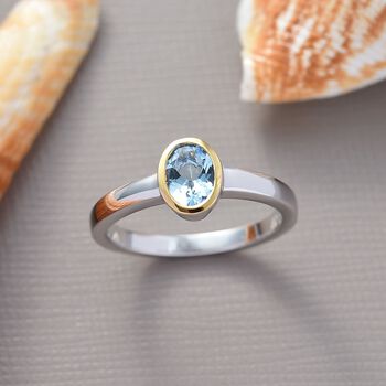 AAA Santamaria Aquamarin Ring 925 Silber rhodiniert (Gr&ouml;&szlig;e 18.00) ca. 0,73 ct