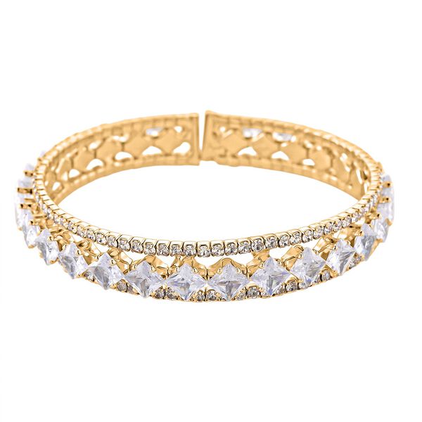 Flexibler wei&szlig;er Zirkonia Armreif, vergoldet