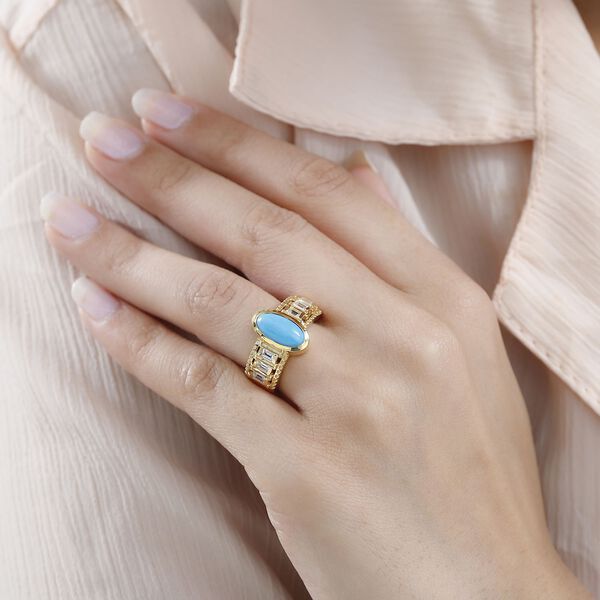 AA Sleeping Beauty T&uuml;rkis und Zirkon Ring- 2,82 ct. image number 3