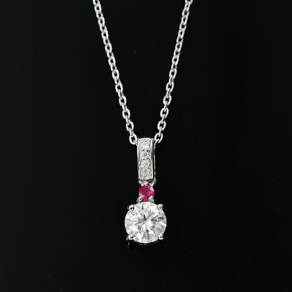 Moissanit, Afrikanischer Rubin (Fissure gefüllt) Anhänger mit Kette, 925 Silber rhodiniert ca. 1.08 ct image number 3