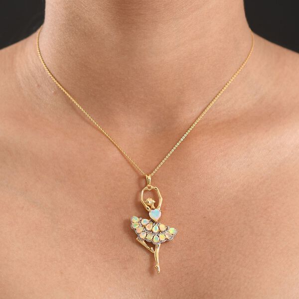 D'Joy AA nat&uuml;rlicher, &auml;thiopischer Welo Opal und Zirkon Anh&auml;nger mit 50cm Kette - 4,28 ct. image number 3