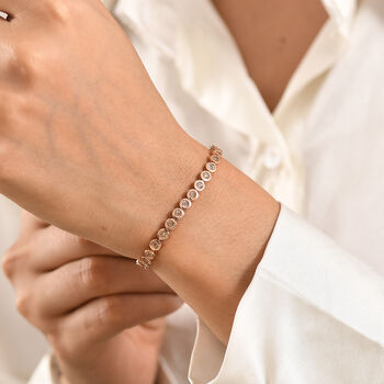 D'Joy nat&uuml;rliches Champagner Diamant 19cm Armband, 925 Silber 750 Ros&eacute;gold Vermeil - 0,35 ct.