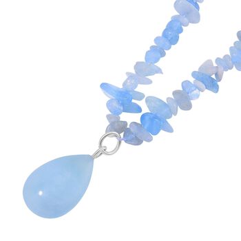 Aquamarin Halskette, 45+5 cm - 85 ct.