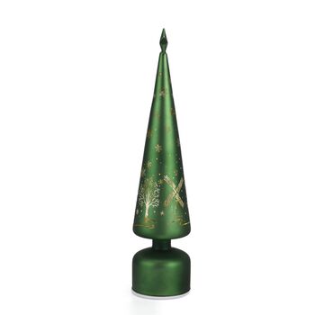 LED-Deko-Tannenbaum mit drehendem Licht, Glas, 9x41 cm, Gr&uuml;n
