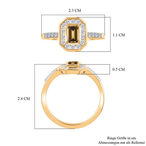 AAA Nat&uuml;rlicher, goldener Tansanit und Moissanit-Ring in 375 Gold - 1,17 ct. image number 5