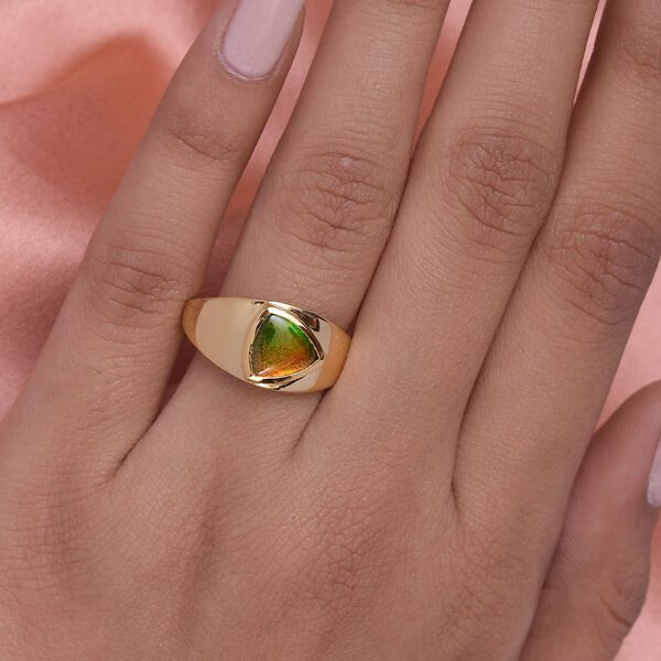 Ammolit-Ring, 925 Silber Gelbgold Vermeil  ca. 1,32 ct image number 3