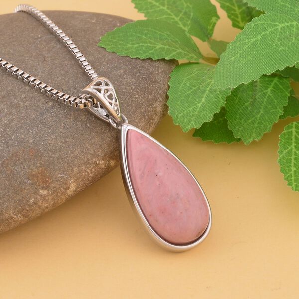 Rhodonit Anh&auml;nger mit Kette, Edelstahl ca. 45.00 ct image number 2