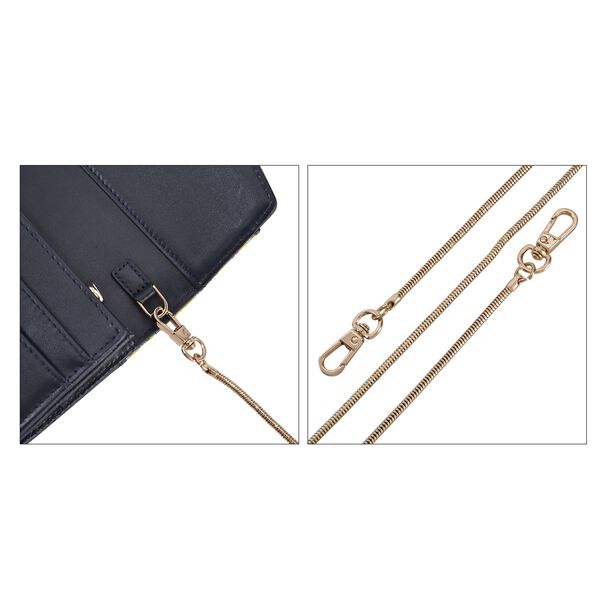 Seidenbrokat Clutch-Tasche aus echtem Leder mit RFID Schutz, 19.5x9.5x3cm, gelb image number 4