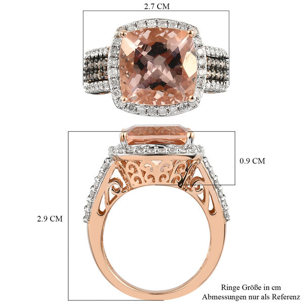 AAA Marropino Morganit und nat&uuml;rlicher Champagner Diamant-Ring, 585 Ros&eacute;gold  ca. 8,31 ct image number 7