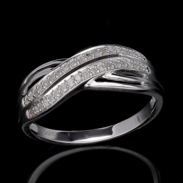 Weißer Diamant Ring, 925 Silber platiniert (Größe 21.00) ca. 0.20 ct image number 2