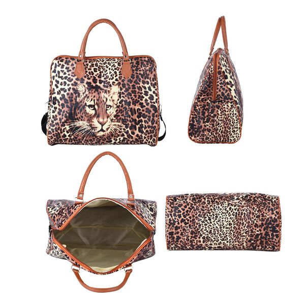 Safari-Tasche mit lebendigem Leopardenmuster, 43x20x38cm,  Braun image number 4