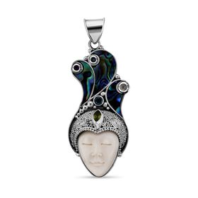 Sajen Silver- Ochse Knochen, Abalone Muschel und Multi-Edelstein-Anhänger - 18,47 ct.