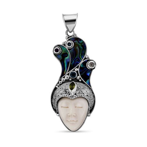 Sajen Silver- Ochse Knochen, Abalone Muschel und Multi-Edelstein-Anhänger - 18,47 ct. image number 0