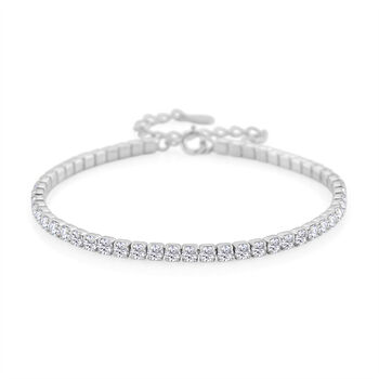 LUSTRO STELLA wei&szlig;es Zirkonia 20cm Armband, 925 Silber rhodiniert - 3,45 ct.