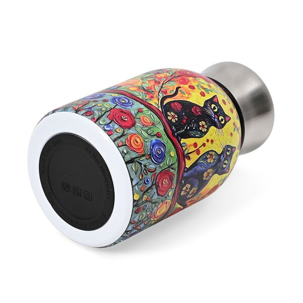 Isolierflasche aus 316L Edelstahl mit Doppelwand und Motiv Katzen und Blumen, für heiße und kalte Getränke, 260 ml image number 5
