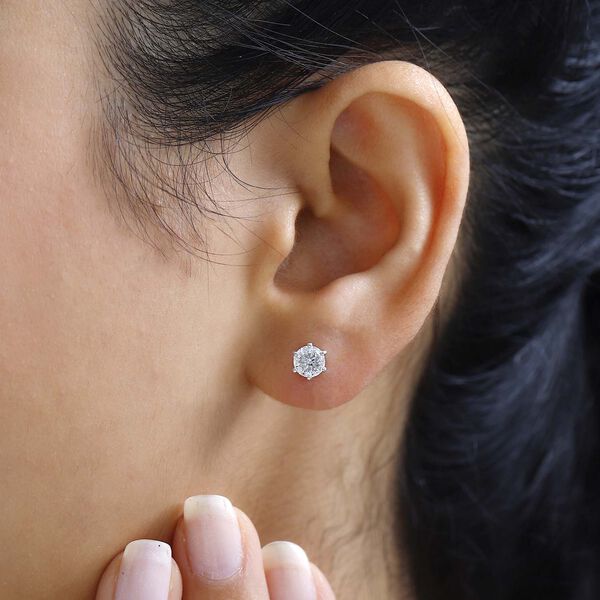 100 Facetten Moissanit Ohrringe 925 Silber rhodiniert ca. 0.93 ct image number 4