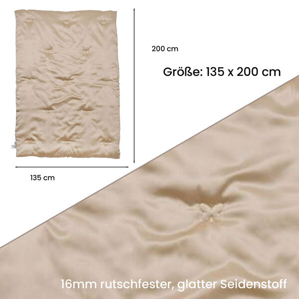 Serenity Night Seidendecke aus 100% Maulbeerseide mit 500gsm Kunstdaunenfüllung, 135x200cm, Beige image number 7