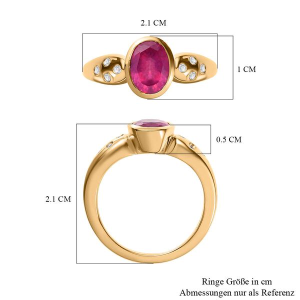 Afrikanischer Rubin (Fissure gef&uuml;llt), Wei&szlig;er Zirkon Ring, 925 Silber vergoldet (Gr&ouml;&szlig;e 19.00) ca. 1.81 ct image number 7