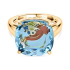 Himmelblauer Topas, Kanchanaburi Blauer Saphir Ring 925 Silber 750 Gelbgold Vermeil (Größe 17.00) ca. 13,56 ct