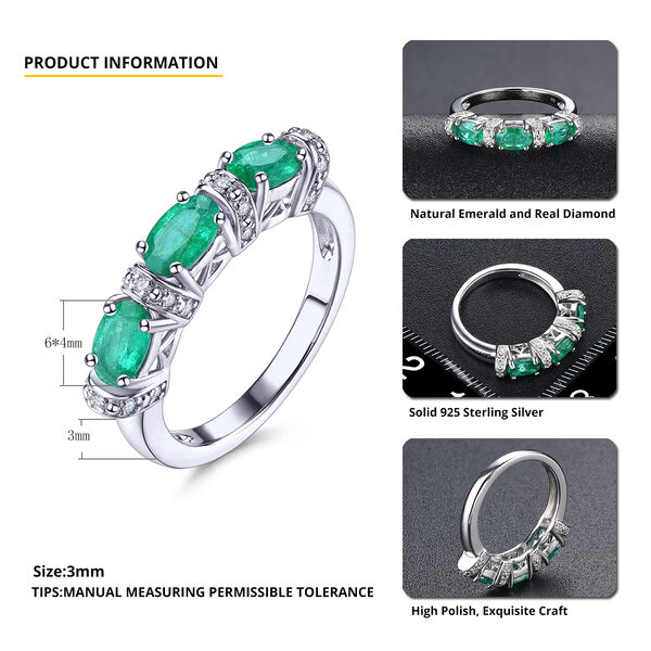 AAA Kagem sambischer Smaragd und Zirkon-Ring- 1,41 ct. image number 4