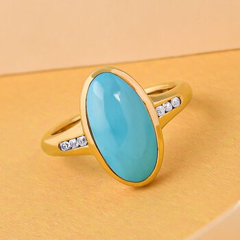 Amerikanischer, nat&uuml;rlicher Sleeping Beauty T&uuml;rkis und Zirkon-Ring - 3,30 ct.