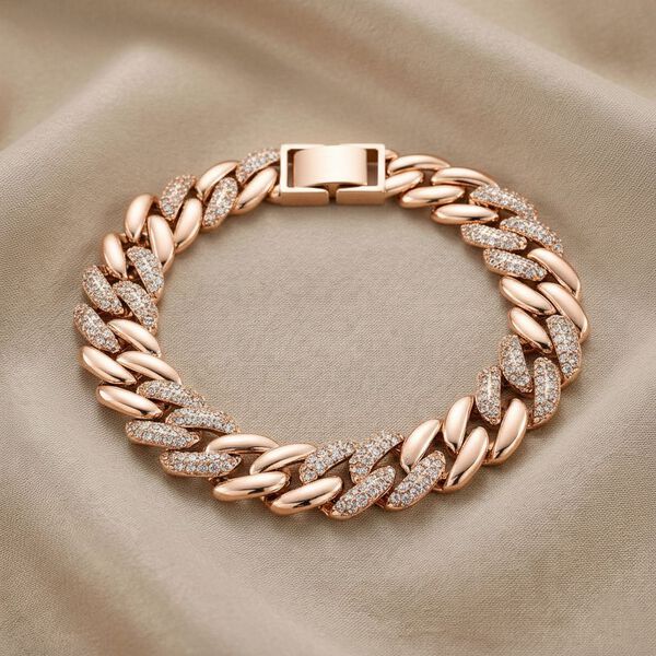 Wei&szlig;er Zirkonia Armband ca. 18.5 cm Nickelfreies Messing, ros&eacute;farben image number 1