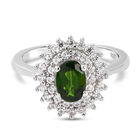 Natürlicher Chromdiopsid und Zirkon Ring 925 Silber platiniert (Größe 16.00) ca. 1,55 ct