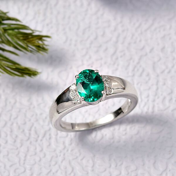 LUXURIANT AAA Labor kolumbianischer Smaragd und Labor Diamant Ring - 1,43 ct. image number 2