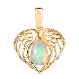 D'Joy AA Natürlicher, äthiopischer Welo Opal Anhänger 925 Silber 750 Gelb Vergoldet (10-15 Werktage Lieferzeit) ca. 0.91 ct