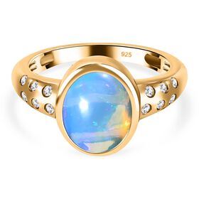 AA natürlicher, äthiopischer Welo Opal und Zirkon-Ring - 1,70 ct.