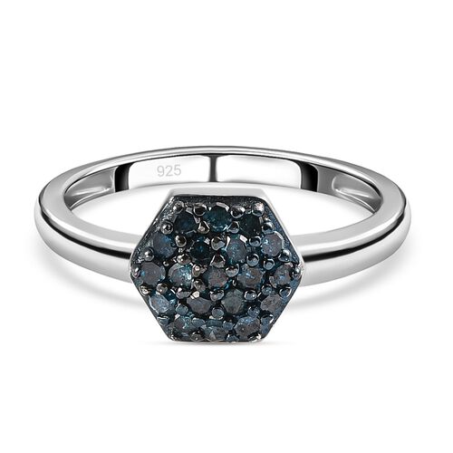 Blauer Diamant Ring 925 Silber platiniert (Größe 16.00) ca. 0.20 ct image number 0