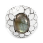 Labradorit Ring Messing platiniert (Größe 16.00) ca. 6,80 ct