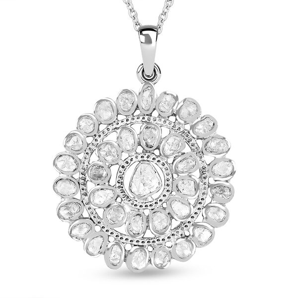 Handgearbeiteter Polki Diamant-Anh&auml;nger mit 50cm Kette - 1,25 ct.