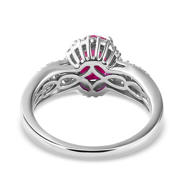 Afrikanischer Rubin (Fissure gef&uuml;llt) und wei&szlig;er Zirkon-Ring, 925 Silber platiniert (Gr&ouml;&szlig;e 18.00) ca. 2,24 ct image number 6