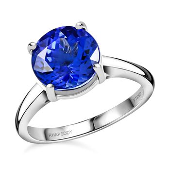 RHAPSODY zertifiziert und gepr&uuml;ft AAAA Tansanit und VS Diamant Ring in 950 Platin - 5 ct.