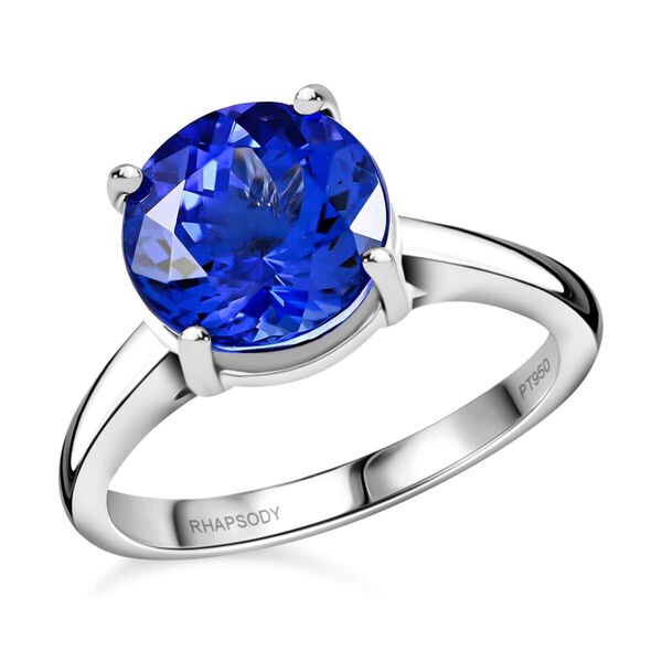 RHAPSODY zertifiziert und gepr&uuml;ft AAAA Tansanit und VS Diamant Ring in 950 Platin - 5 ct.
