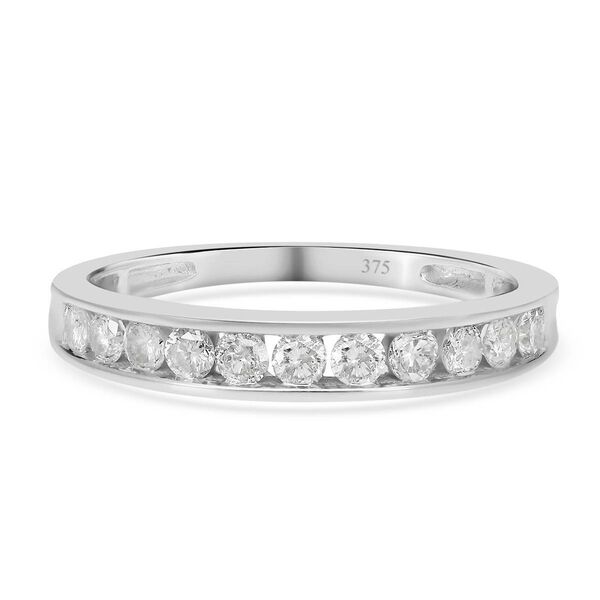 Diamant Half Eternity-Ring, SGL zertifiziert I2-I3 G-H, 375 Wei&szlig;gold  ca. 0,50 ct