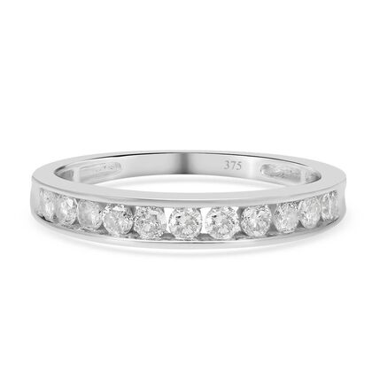 Diamant Half Eternity-Ring, SGL zertifiziert I2-I3 G-H, 375 Weißgold  ca. 0,50 ct