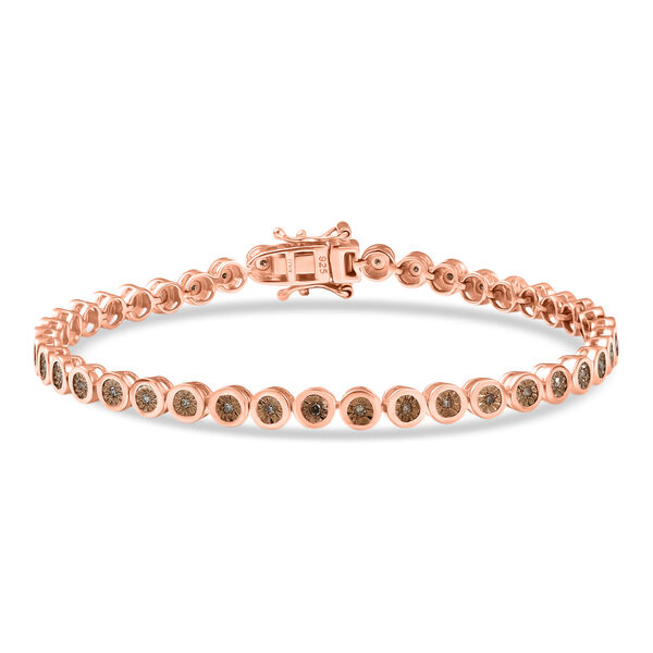 D'Joy nat&uuml;rliches Champagner Diamant 19cm Armband, 925 Silber 750 Ros&eacute;gold Vermeil - 0,35 ct.