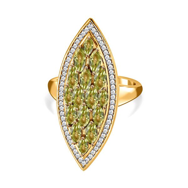 Nat&uuml;rlicher Peridot und Zirkon-Cocktail-Ring - 3,01 ct.