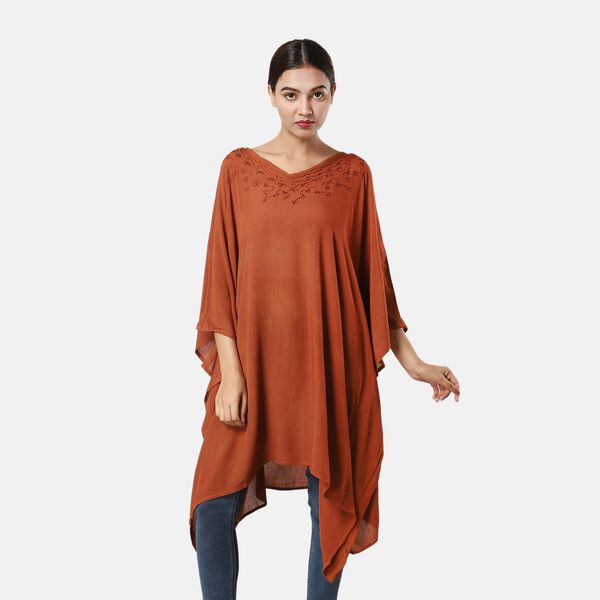 Luftiger Tie Dye Sommer Poncho, Free Size, Bunt Gelb image number 4