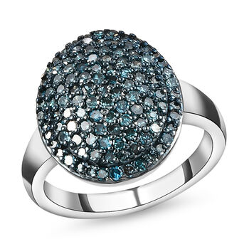Blauer Diamant-Ring, 925 Silber platiniert  ca. 1,00 ct