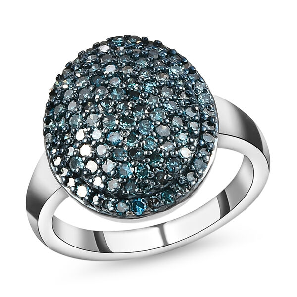 Blauer Diamant-Ring, 925 Silber platiniert  ca. 1,00 ct image number 4