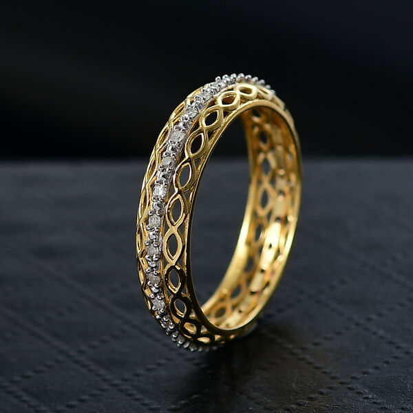 D'Joy Wei&szlig;er Diamant Ring 925 Silber 750 Gelbgold Vermeil (Gr&ouml;&szlig;e 18.00) ca. 0,15 ct image number 1