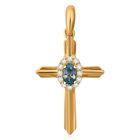 D'Joy AA Blauer Zirkon, Weißer Zirkon Anhänger 925 Silber vergoldet ca. 0,50 ct.