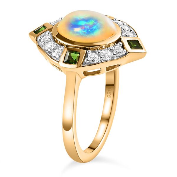 Nat&uuml;rlicher &Auml;thiopischer Opal und Mehrfarbig Edelsteine Ring 925 Silber Vermeil image number 6