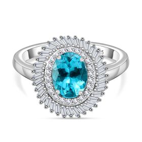 AA Lagunen Apatit und Diamant Ring - 1,77 ct.